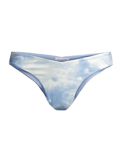Shop Weworewhat Delilah Cloud Print Bikini Bottom In Powder Blue