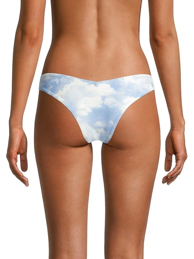 Shop Weworewhat Delilah Cloud Print Bikini Bottom In Powder Blue