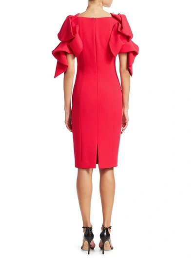 Shop Badgley Mischka Origami Sleeve Dress In Hibiscus