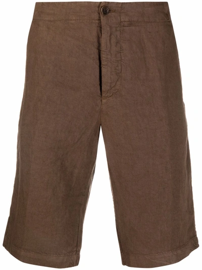 Shop Aspesi Linen Bermuda Shorts In Brown