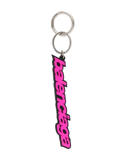 Shop Balenciaga Logo Pendant Keyring In Pink
