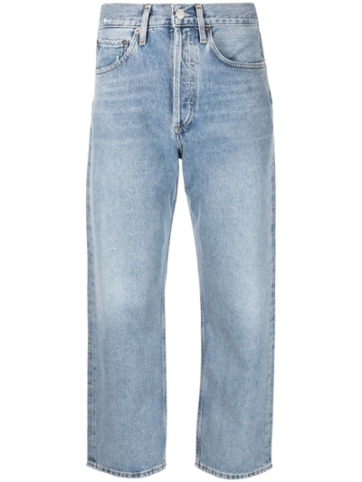 Shop Agolde 90's Crop Mid-rise Jeans In Blau