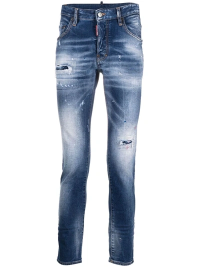 Shop Dsquared2 Distressed-effect Skinny Jeans In Blau