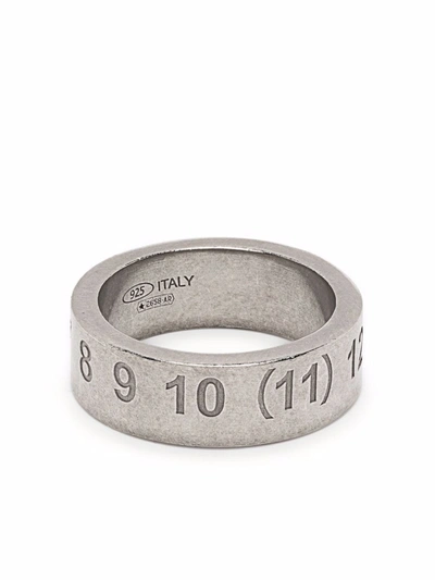 Shop Maison Margiela Numbers-motif Band Ring In Silber