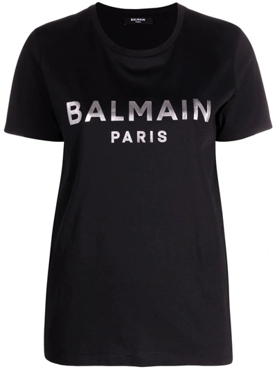 Shop Balmain Logo-print Short-sleeve T-shirt In Schwarz
