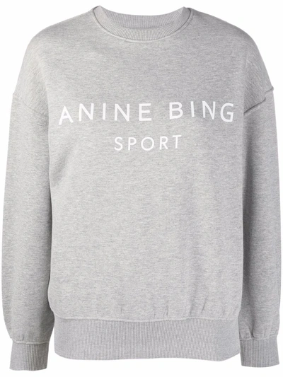 Shop Anine Bing Logo-print Crewneck Sweatshirt In Grau