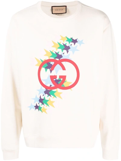 Shop Gucci Interlocking G Star Flash Sweatshirt In Nude