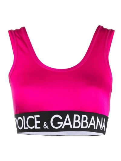Shop Dolce & Gabbana Logo-hem Bra Top In Pink