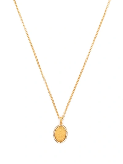 Shop Dolce & Gabbana Crystal Saint Pendant Necklace In Gold