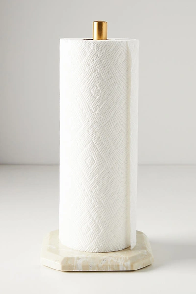 Anthropologie Marble Paper Towel Holder In Gold