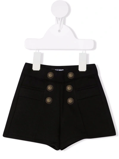 Shop Balmain Double-breasted Button Shorts In Black