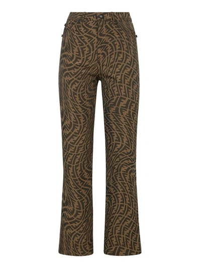 Shop Fendi X Sarah Coleman Fisheye Logo Pants Tobacco