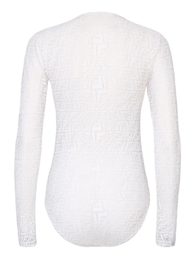 Shop Fendi X Sarah Coleman Fisheye Logo Bodysuit White