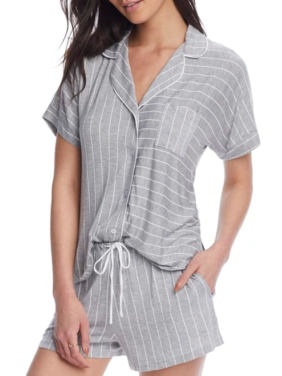 Shop Dkny Sleepwear Knit Pajama Shorts Set In Grey Heather Stripe