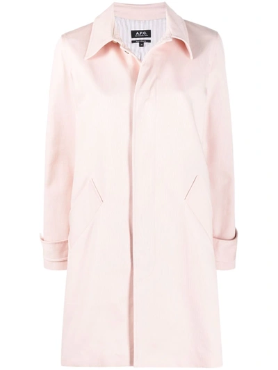 Shop Apc Dinard Single-breasted Mac Coat In Rosa