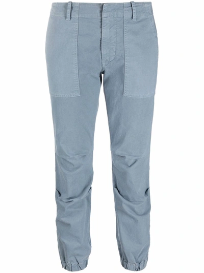Shop Nili Lotan Elasticated-ankles Cotton Trousers In Blau