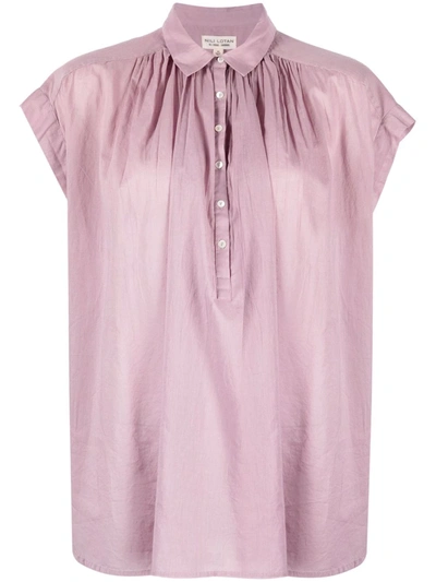 Shop Nili Lotan Pleated Sleeveless Shirt In Violett