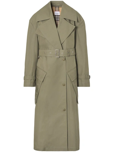 Shop Burberry Laxton Gabardine Trench Coat In Green