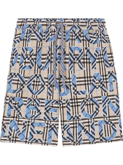 Shop Burberry Vintage Check Drawstring Shorts In Blau