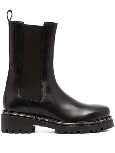 Shop René Caovilla Elastic-panel Leather Boots In Black