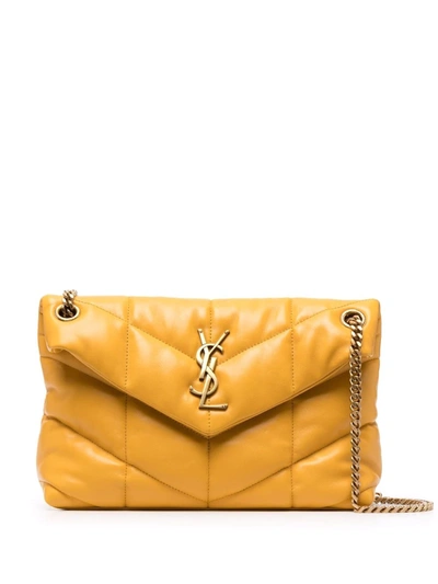Shop Saint Laurent Loulou Quilted Shoulder Bag In Gelb