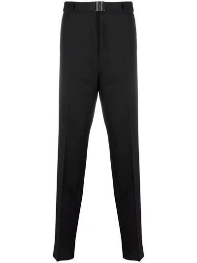 Shop Givenchy Belted Wool Tailored Trousers In Schwarz