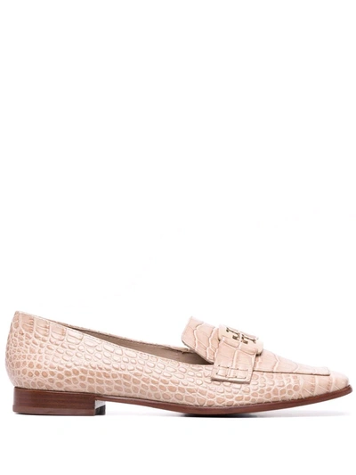 Shop Tory Burch Croc-effect Loafers In Nude
