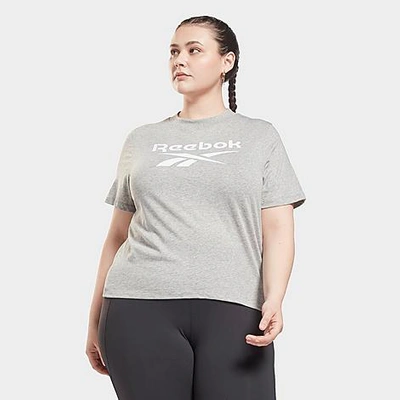 Shop Reebok Women's Identity T-shirt (plus Size) In Medium Grey Heather/white