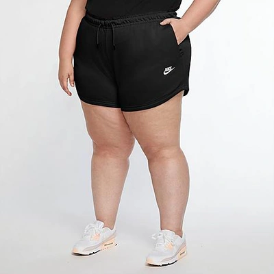 Shop Nike Women's Sportswear Essential French Terry Shorts (plus Size) In Black/white
