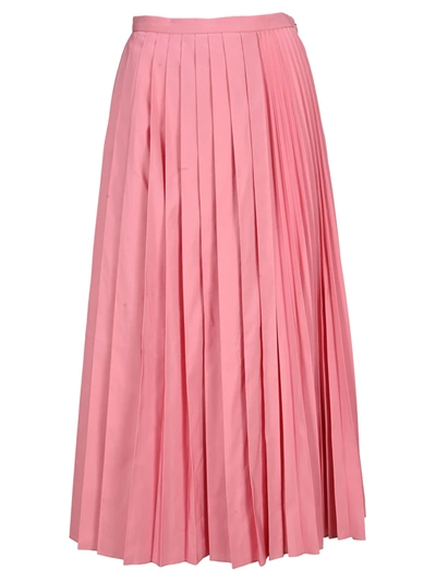 Shop Valentino Micro Faille Pleated Skirt. In Bright Pink