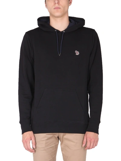 Shop Ps By Paul Smith Hooded Sweatshirt With Zebra Patch In Nero