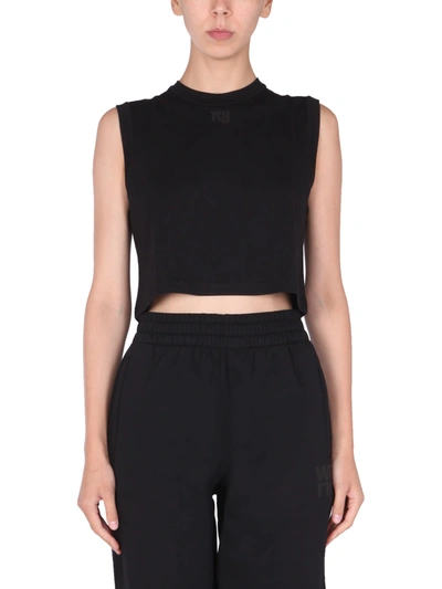Shop Alexander Wang T Top With Logo In Nero