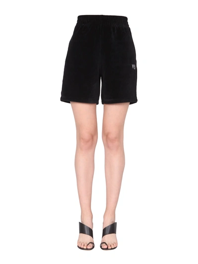 Shop Alexander Wang T Soft Velor Shorts In Nero