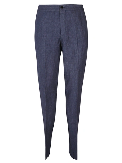 Shop Ermenegildo Zegna High-waist Plain Trousers In Navy