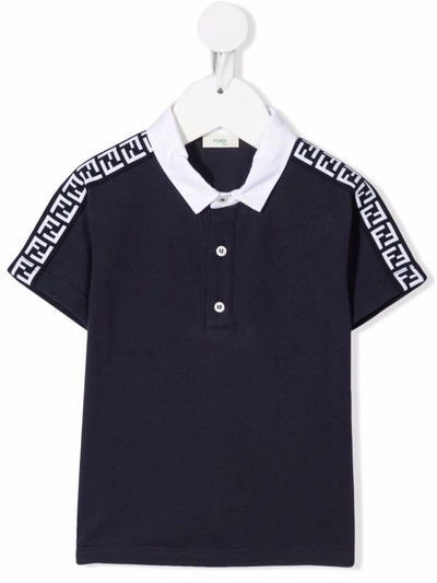 Shop Fendi Ff-trim Cotton Polo Shirt In Blue