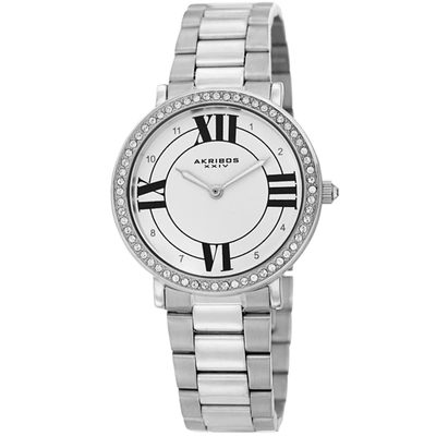 Shop Akribos Xxiv Quartz Crystal White Dial Ladies Watch Ak1036ss