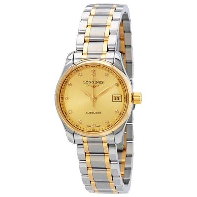 Shop Longines Master Collection Automatic Gold Dial Ladies Watch L21285377 In Gold / Skeleton