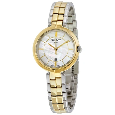 Shop Tissot Flamingo Mother Of Pearl Dial Ladies Watch T094.210.22.111.01 In Two Tone  / Gold / Gold Tone / Mother Of Pearl / White / Yellow