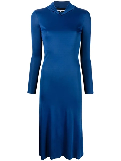 Shop Patrizia Pepe Cut-out Detail Midi Dress In Blue