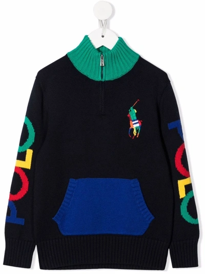 Shop Polo Ralph Lauren Polo Pony Knitted Jumper In Blue