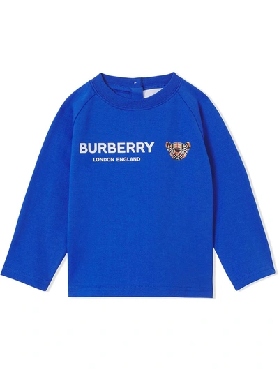 Shop Burberry Thomas Bear Logo-print Top In Blue