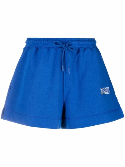 Shop Ganni Isoli Drawstring Track Shorts In Blue
