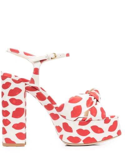 Shop Saint Laurent Bianca Lips-pattern Sandals In Red