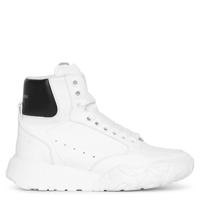 Shop Alexander Mcqueen White And Black High-top Court Sneakers