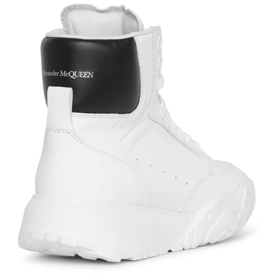 Shop Alexander Mcqueen White And Black High-top Court Sneakers