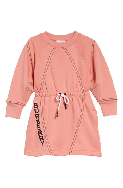 Shop Burberry Kids' Logo Print Sweatshirt Dress In Peach