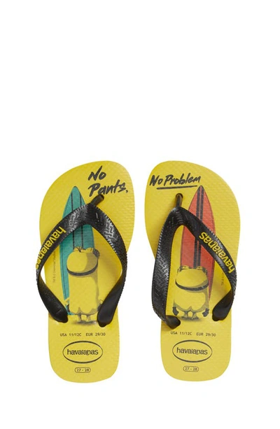Havaianas Kids' Minions Flip Flop In Citrus Yellow/ Black | ModeSens