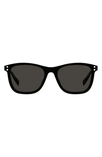 Shop Levi's 53mm Mirrored Rectangle Sunglasses In Black/ Grey