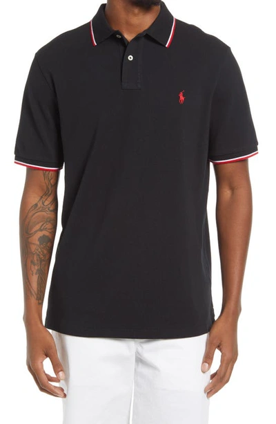 Shop Polo Ralph Lauren Solid Cotton Polo Shirt In Polo Black