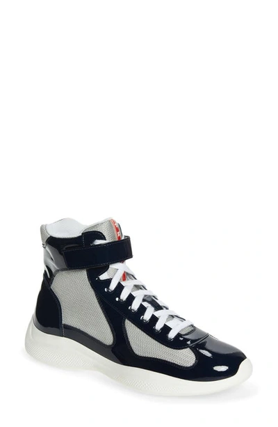 Shop Prada America's Cup Bike High Top Sneaker In Royal/ Argento